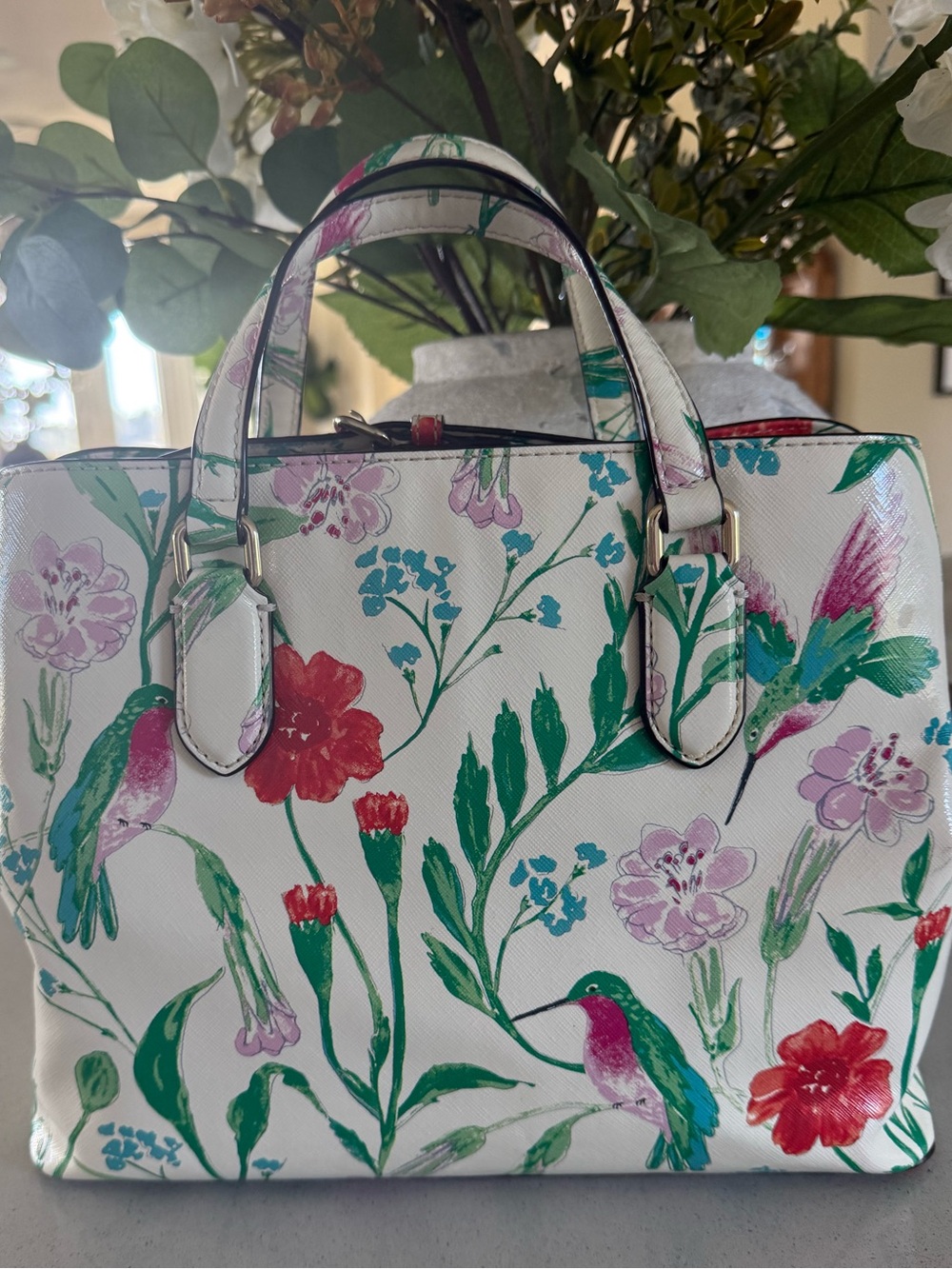Kate Spade vintage Laurel Way Evangelie  hummingbird floral bag EUC - Picture 5 of 17
